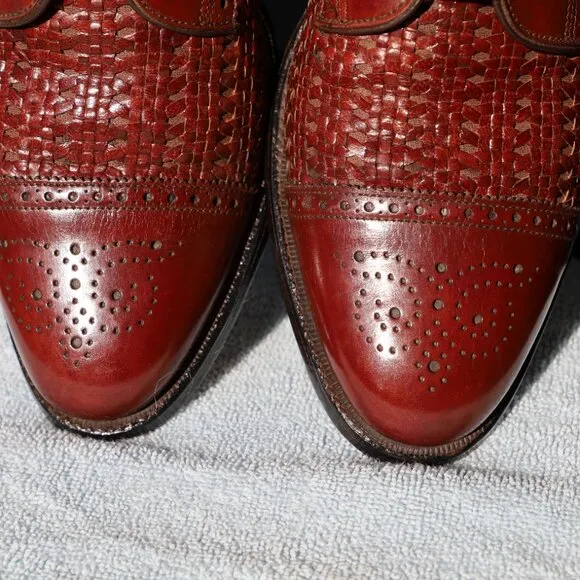 Allen Edmonds 13-AAA Sanford Weave Chili Brown Derby Mens Dress Shoes