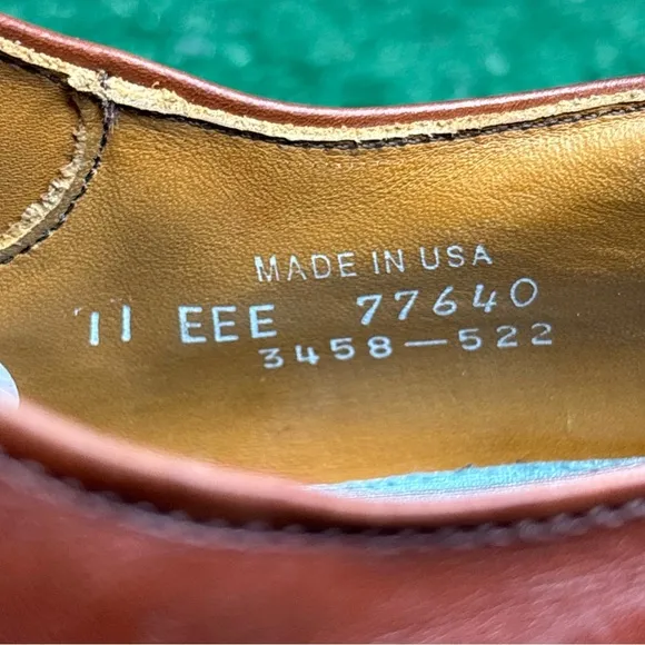 Allen Edmonds 3458 Benton Cap Toe Dress Shoes Brown Size 11 EEE Extra Wide