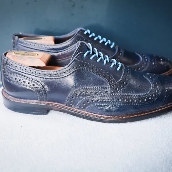 Allen Edmonds 9-D Neumok Blue Wingtip Oxford Mens Dress Shoes