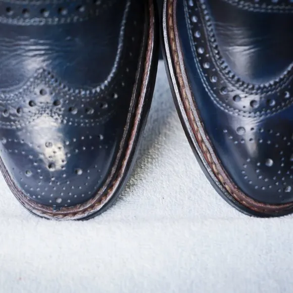 Allen Edmonds 9-D Neumok Blue Wingtip Oxford Mens Dress Shoes