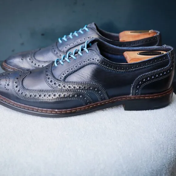 Allen Edmonds 9-D Neumok Blue Wingtip Oxford Mens Dress Shoes