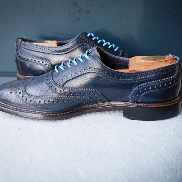 Allen Edmonds 9-D Neumok Blue Wingtip Oxford Mens Dress Shoes