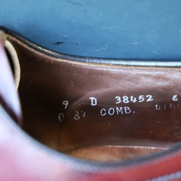 Allen Edmonds 9-D No-Model Mens Burgundy Wingtip Derby Dress Shoes