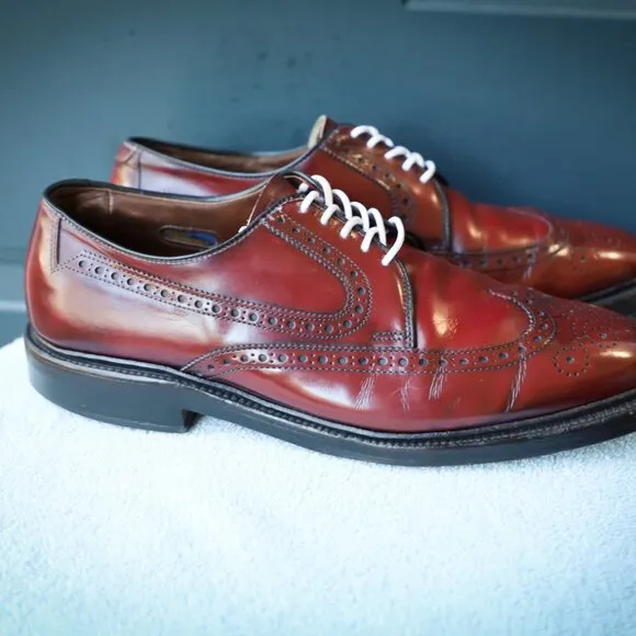 Allen Edmonds 9-D No-Model Mens Burgundy Wingtip Derby Dress Shoes