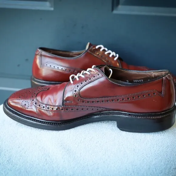 Allen Edmonds 9-D No-Model Mens Burgundy Wingtip Derby Dress Shoes