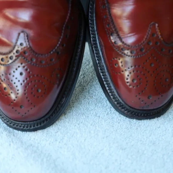 Allen Edmonds 9-D No-Model Mens Burgundy Wingtip Derby Dress Shoes