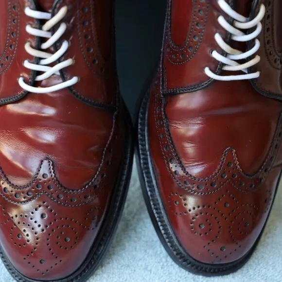Allen Edmonds 9-D No-Model Mens Burgundy Wingtip Derby Dress Shoes