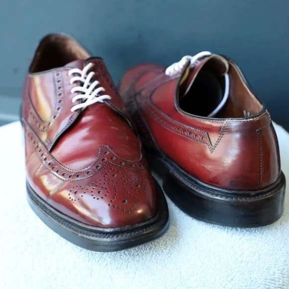 Allen Edmonds 9-D No-Model Mens Burgundy Wingtip Derby Dress Shoes