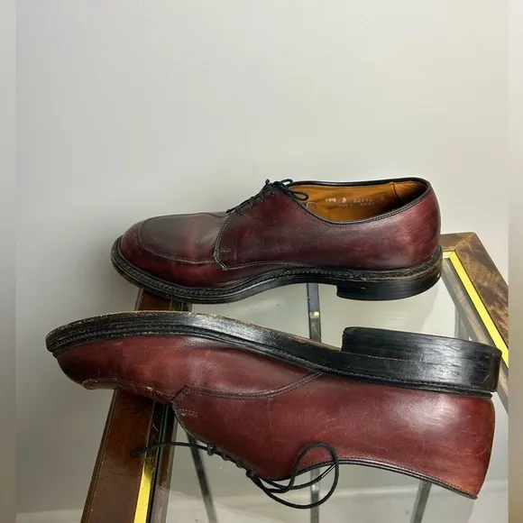 Allen Edmonds Brentwood 2073 Burgundy Leather Dress Shoes 10.5 D Derby Oxford