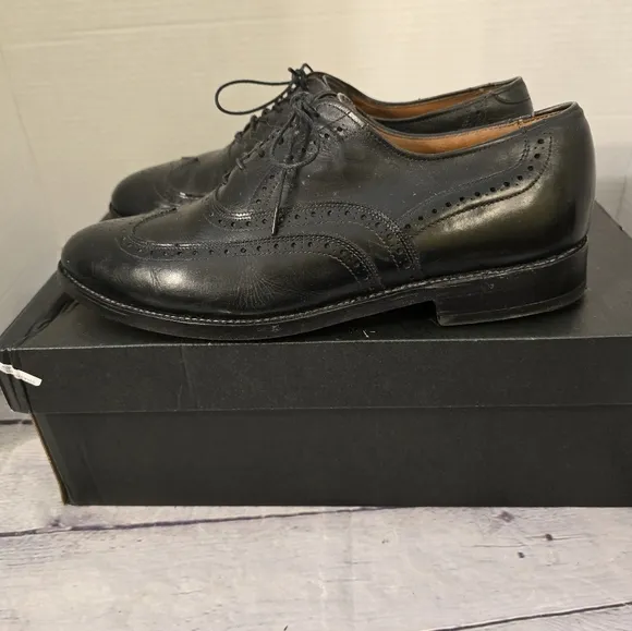 ALLEN EDMONDS CHESTER BLACK WINGTIP OXFORD TIE-UP MEN'S LEATHER SHOES SIZE 9EEE