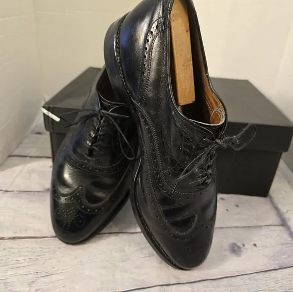 ALLEN EDMONDS CHESTER BLACK WINGTIP OXFORD TIE-UP MEN'S LEATHER SHOES SIZE 9EEE