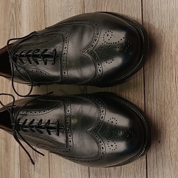 ALLEN EDMONDS Chester Oxford Black Leather Sz 12 C Mens Wingtip Dress Shoes