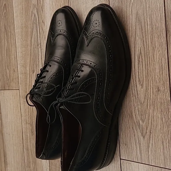 ALLEN EDMONDS Chester Oxford Black Leather Sz 12 C Mens Wingtip Dress Shoes