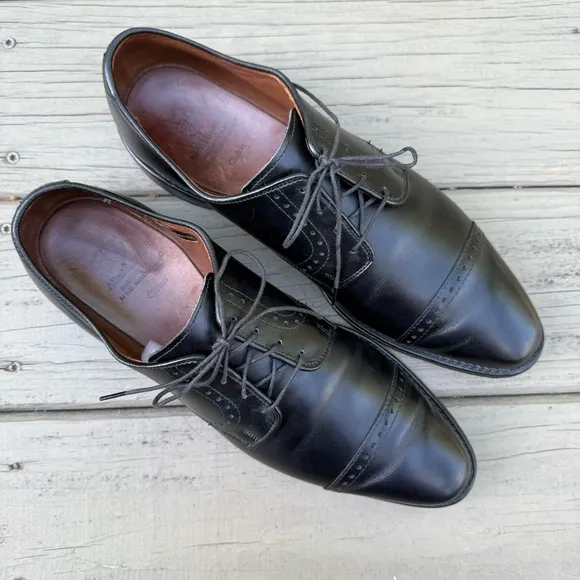 Allen Edmonds Clifton black leather brogue cap toe Oxford shoes size 10.5 D