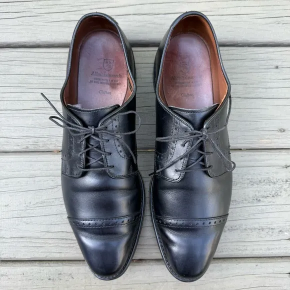 Allen Edmonds Clifton black leather brogue cap toe Oxford shoes size 10.5 D