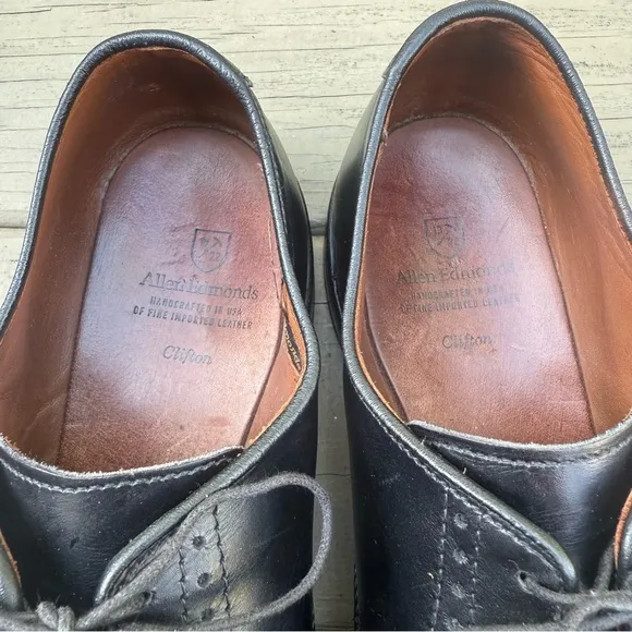 Allen Edmonds Clifton black leather brogue cap toe Oxford shoes size 10.5 D
