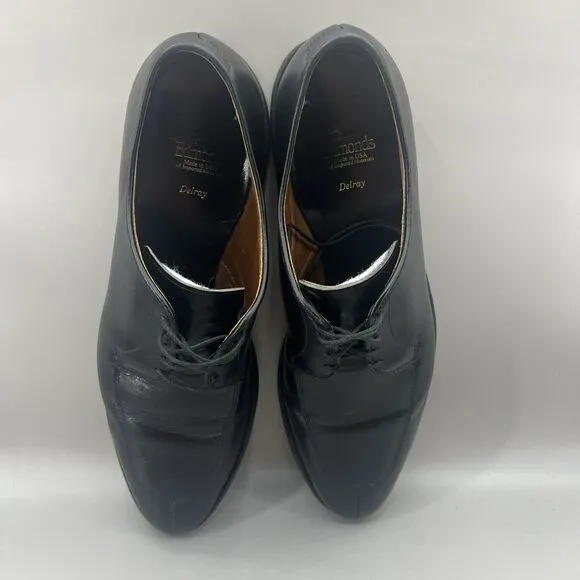 Allen Edmonds Delray Men Size 10.5 B Shoes Black Leather Split Toe Oxford 9564