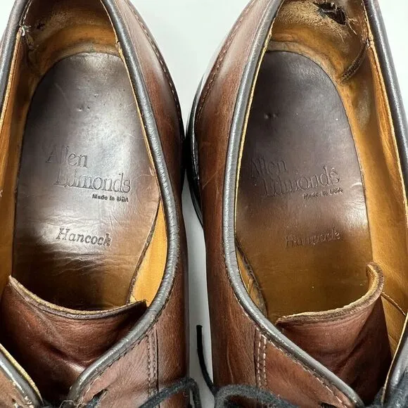 Allen Edmonds Hancock Brown Calfskin Leather Split Toe Dress Shoes Men’s Size 9