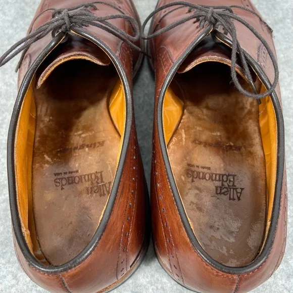 Allen Edmonds Kingsley Brown Leather Split Toe Saddle Oxford Shoes Mens 9.5