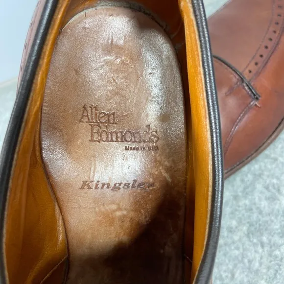 Allen Edmonds Kingsley Brown Leather Split Toe Saddle Oxford Shoes Mens 9.5