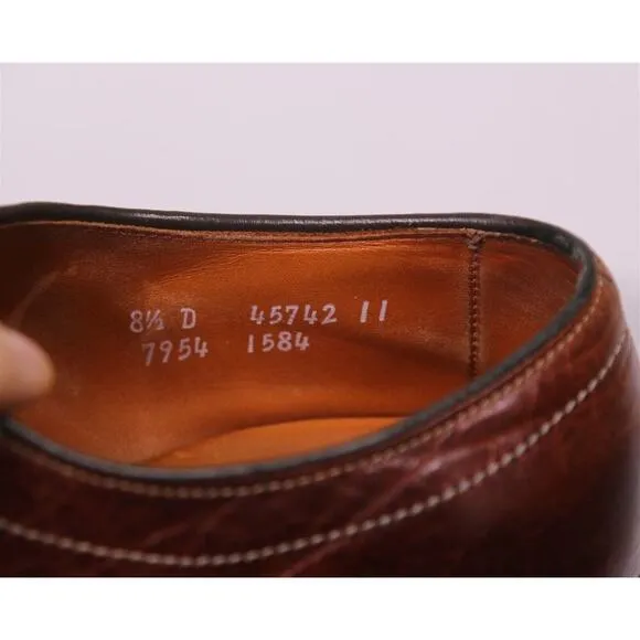 Allen Edmonds Mapleton Dark Brown Bicycle Toe Oxford Dress Shoes Men's US 8.5 D