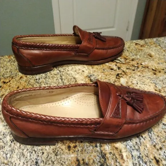 Allen Edmonds Maxfield Men’s Loafers Size 9.5 D Brown Leather Tassel Shoes EUC