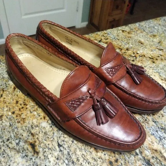 Allen Edmonds Maxfield Men’s Loafers Size 9.5 D Brown Leather Tassel Shoes EUC