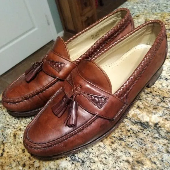 Allen Edmonds Maxfield Men’s Loafers Size 9.5 D Brown Leather Tassel Shoes EUC