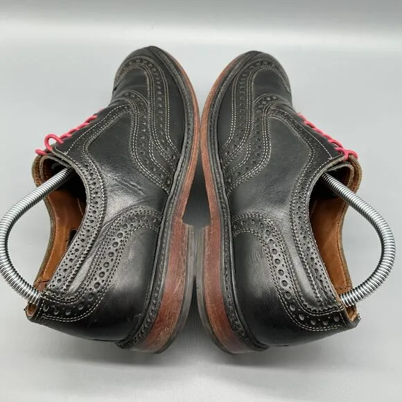 Allen Edmonds McTavish Men's Size 8 Oxford Wingtip Dress Shoes Black Red Laces