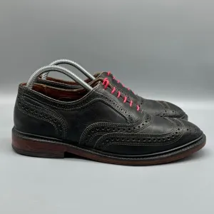Allen Edmonds McTavish Men's Size 8 Oxford Wingtip Dress Shoes Black Red Laces
