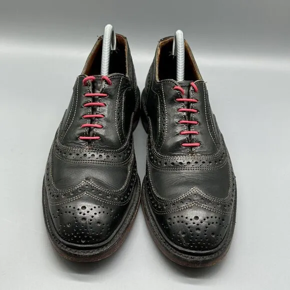 Allen Edmonds McTavish Men's Size 8 Oxford Wingtip Dress Shoes Black Red Laces
