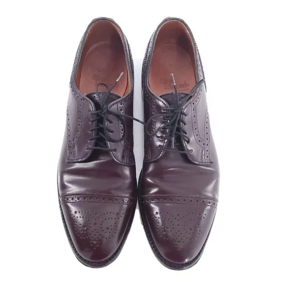 Allen Edmonds Men Dress Shoes Sanford Oxford Brown Red Size 10 - made in USA