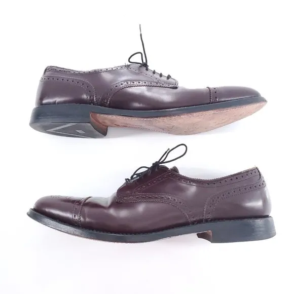 Allen Edmonds Men Dress Shoes Sanford Oxford Brown Red Size 10 - made in USA