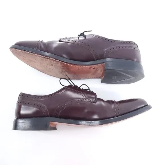 Allen Edmonds Men Dress Shoes Sanford Oxford Brown Red Size 10 - made in USA