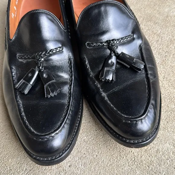 Allen Edmonds mens 12 D Brookwood black leather tassel loafer dress shoes EUC