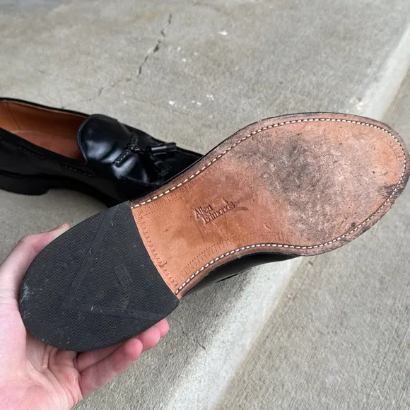 Allen Edmonds mens 12 D Brookwood black leather tassel loafer dress shoes EUC