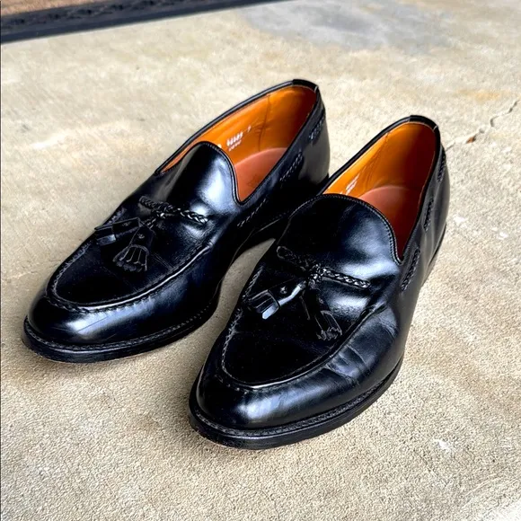 Allen Edmonds mens 12 D Brookwood black leather tassel loafer dress shoes EUC
