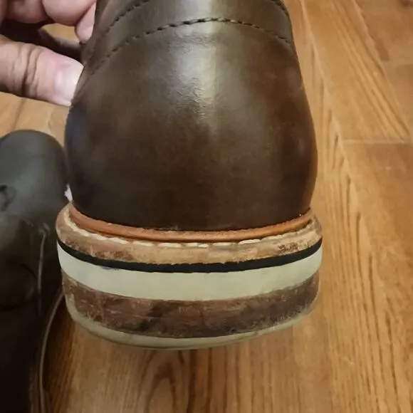 Allen Edmonds Mens 12 D Nomad Derby Shoes Brown Leather Plain Toe Oxford Casual