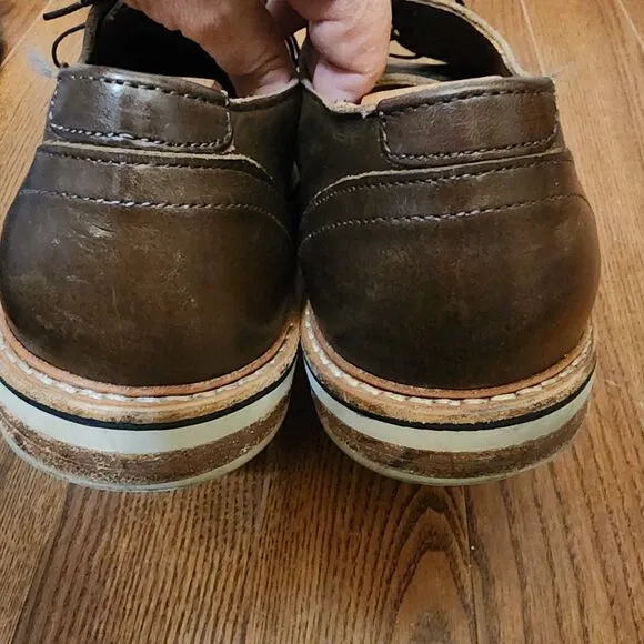 Allen Edmonds Mens 12 D Nomad Derby Shoes Brown Leather Plain Toe Oxford Casual