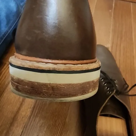 Allen Edmonds Mens 12 D Nomad Derby Shoes Brown Leather Plain Toe Oxford Casual