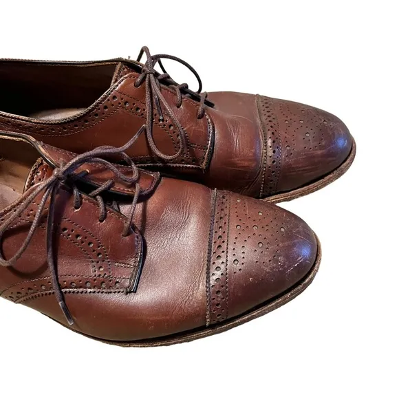 Allen Edmonds Mens Brown Sanford Oxford Dress Shoes Lace Up Leather 11 43324 B