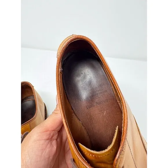 Allen Edmonds Mens Dress Shoes Brown Leather Park Avenue Cap Toe Oxford US 9.5