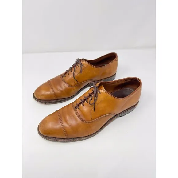 Allen Edmonds Mens Dress Shoes Brown Leather Park Avenue Cap Toe Oxford US 9.5