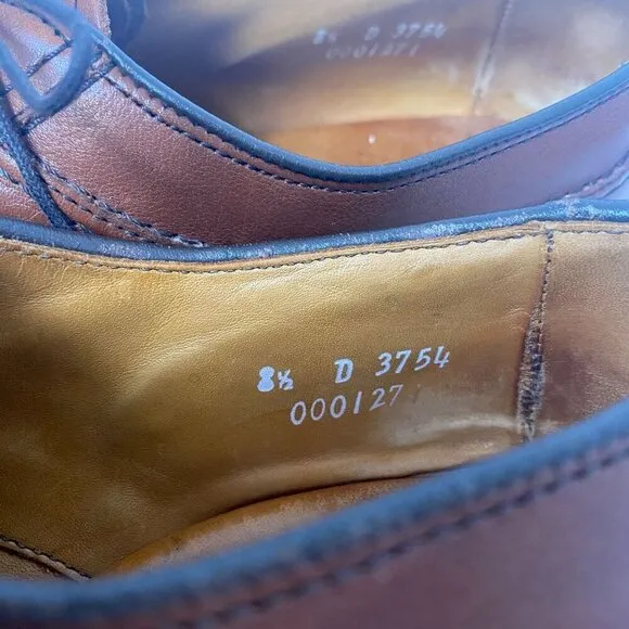 ALLEN EDMONDS Mens Dress Shoes Size 8.5  Brown Leather Stockbridge Oxfords