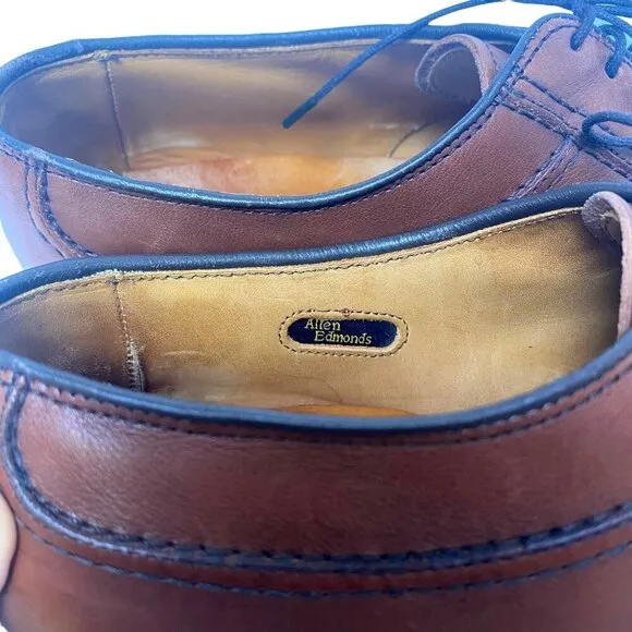 ALLEN EDMONDS Mens Dress Shoes Size 8.5  Brown Leather Stockbridge Oxfords