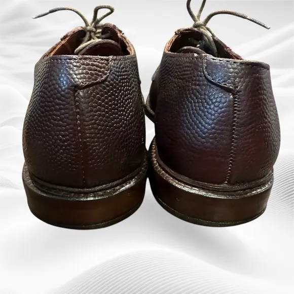Allen Edmonds Men's Gridiron Oxford Size 10D Plain Toe Brown Pebbled Leather