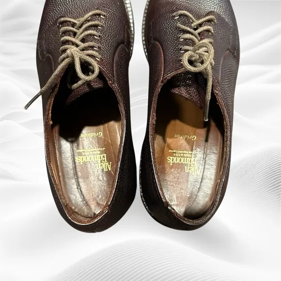 Allen Edmonds Men's Gridiron Oxford Size 10D Plain Toe Brown Pebbled Leather