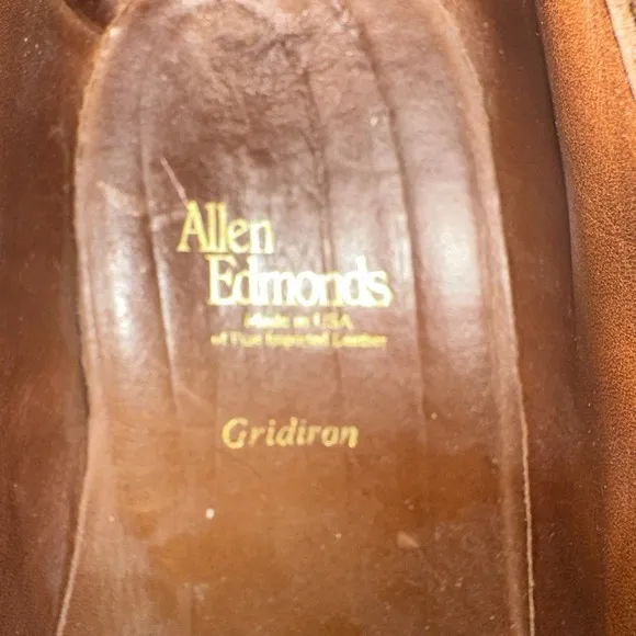 Allen Edmonds Men's Gridiron Oxford Size 10D Plain Toe Brown Pebbled Leather