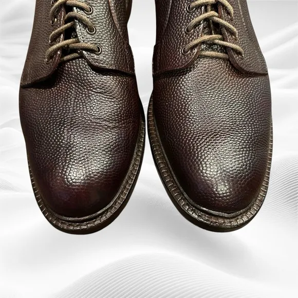 Allen Edmonds Men's Gridiron Oxford Size 10D Plain Toe Brown Pebbled Leather