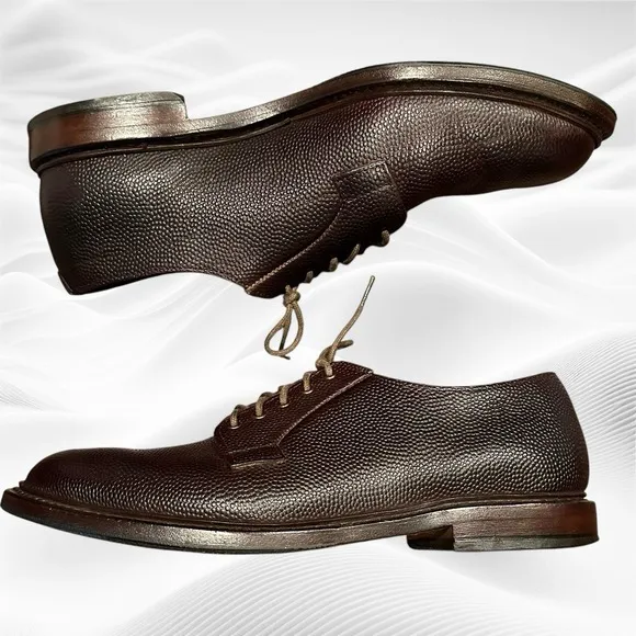 Allen Edmonds Men's Gridiron Oxford Size 10D Plain Toe Brown Pebbled Leather